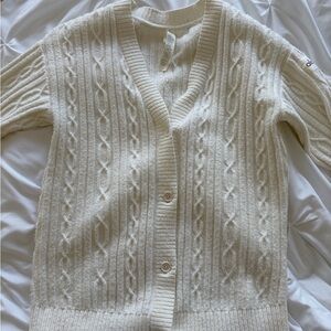 ALO Yoga Cream Cable Knit Cardigan